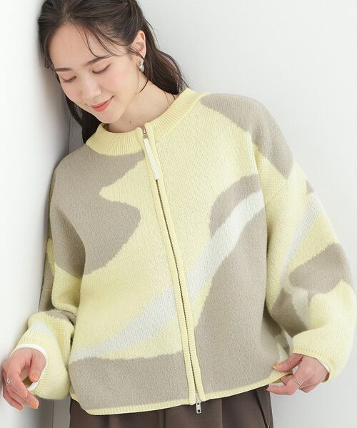 SHOO・LA・RUE / シューラルー カーディガン・ボレロ | ダブルZIP柄カーディガン（ライトイエロー(230)）