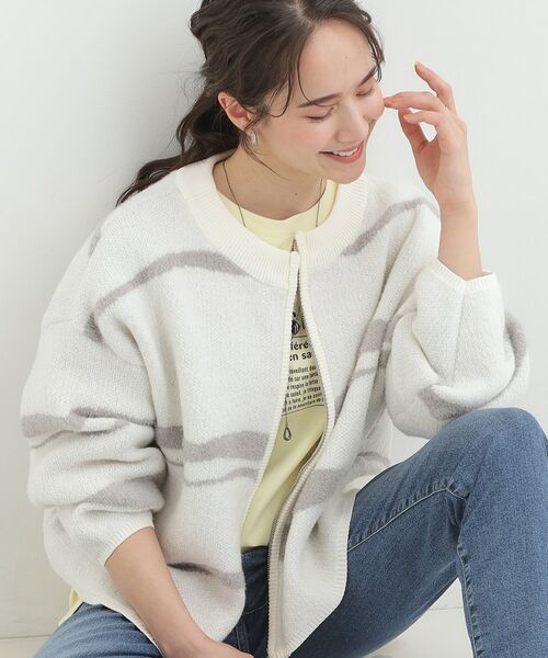 SHOO・LA・RUE / シューラルー カーディガン・ボレロ | ダブルZIP柄カーディガン（ホワイト(301)）