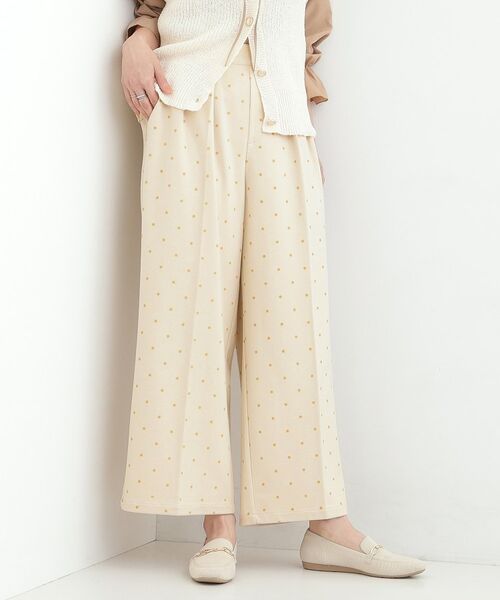SHOO・LA・RUE / シューラルー パンツ | 【S-LL】フロッキードットワイドパンツ（アイボリー(604)）
