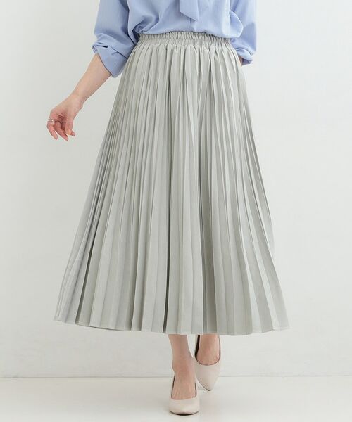 SHOO・LA・RUE / シューラルー ロング・マキシ丈スカート | スウェードライクプリーツスカート（ミントグリーン(021)）