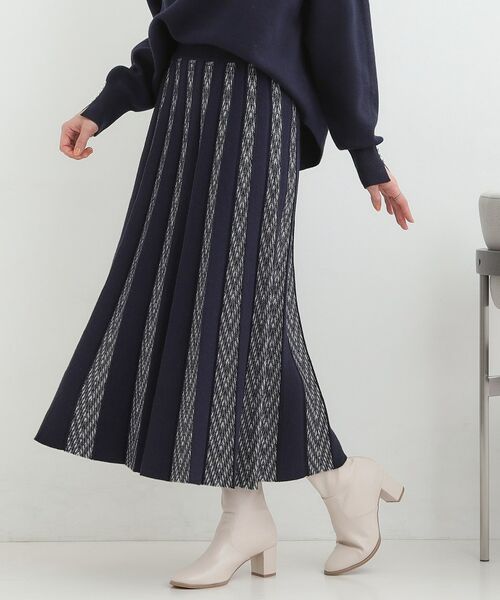 SHOO・LA・RUE / シューラルー ロング・マキシ丈スカート | 【セットアップ可／S－LL】新色追加 女性らしさ際立つ 洗えるもちもちニットスカート（ネイビー(394)）