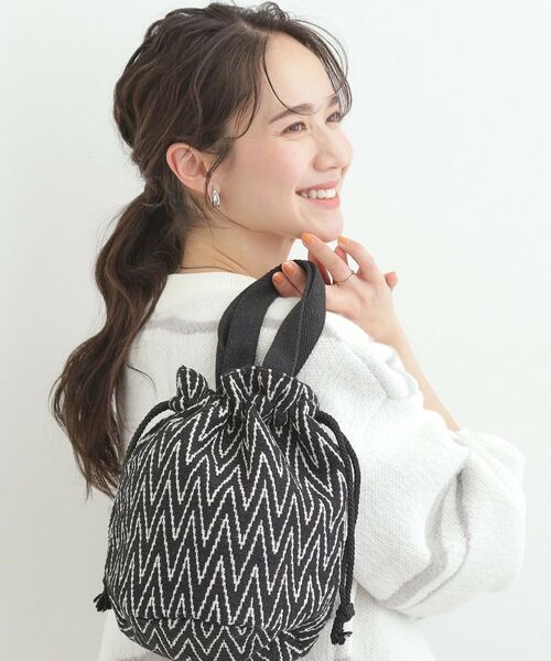 SHOO・LA・RUE / シューラルー トートバッグ | 【インド製】ジャガード巾着バッグ（ブラック(419)）