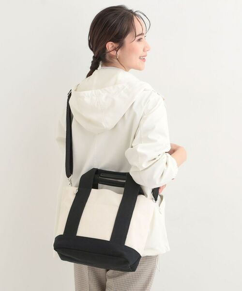 SHOO・LA・RUE / シューラルー トートバッグ | 配色キャンバストートバッグ(ブラック(519))