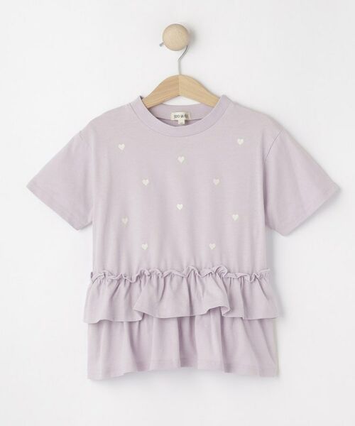 SHOO・LA・RUE / シューラルー Tシャツ | 【100-150cm】裾フリルハート刺繍Tシャツ | 詳細1
