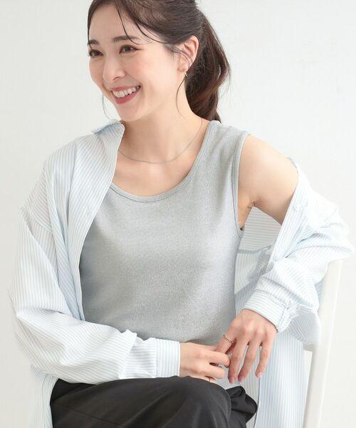 SHOO・LA・RUE / シューラルー キャミソール・チューブトップ | 【前後2WAYネック】ラメタンクトップ（シルバー(006)）