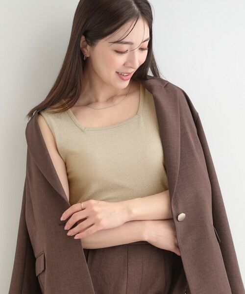 SHOO・LA・RUE / シューラルー キャミソール・チューブトップ | 【前後2WAYネック】ラメタンクトップ（ゴールド(007)）