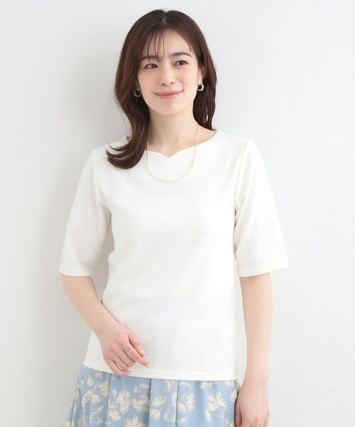 SHOO・LA・RUE / シューラルー カットソー | 【ネックアソート】裏ひんやりテレコ5分袖トップス | 詳細1