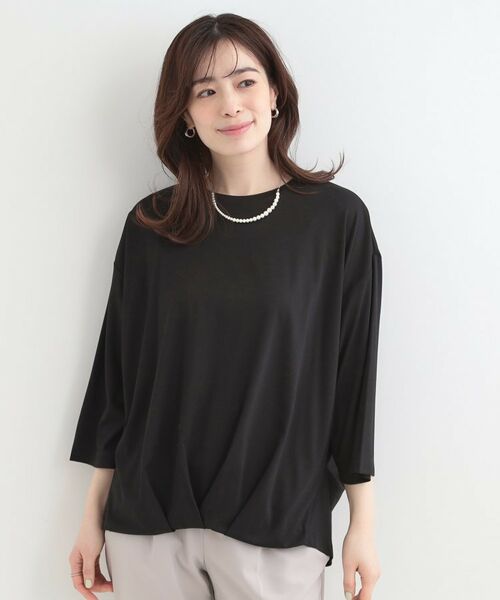 SHOO・LA・RUE / シューラルー カットソー | 【SHOO ICE、UVカット、インしない】とろみフロントタック7分袖ゆるトップス | 詳細1