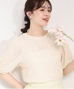 SHOO・LA・RUE / シューラルー カットソー | ◆ウェーブ柄ジャカード パフスリーブトップス