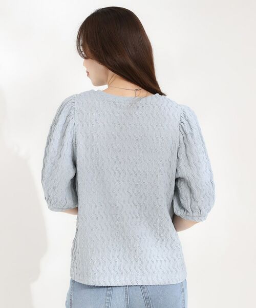 SHOO・LA・RUE / シューラルー カットソー | ◆ウェーブ柄ジャカード パフスリーブトップス | 詳細10