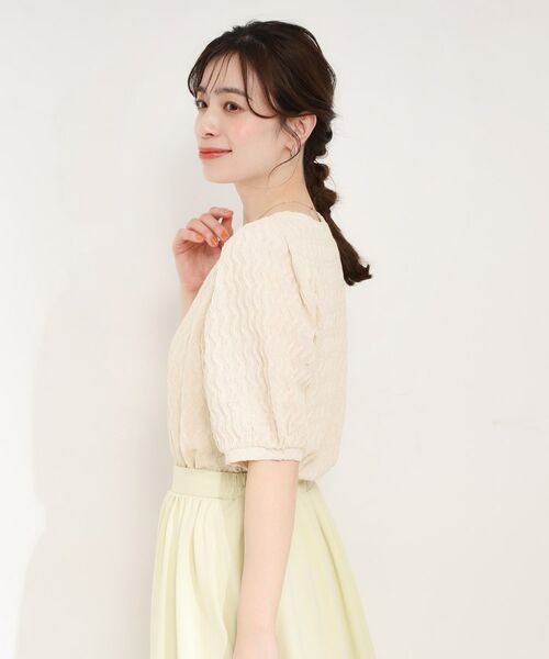 SHOO・LA・RUE / シューラルー カットソー | ◆ウェーブ柄ジャカード パフスリーブトップス | 詳細2