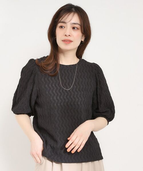 SHOO・LA・RUE / シューラルー カットソー | ◆ウェーブ柄ジャカード パフスリーブトップス | 詳細5