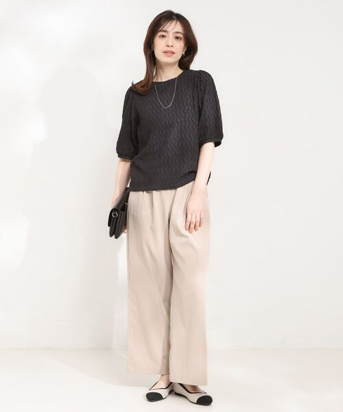 SHOO・LA・RUE / シューラルー カットソー | ◆ウェーブ柄ジャカード パフスリーブトップス | 詳細7