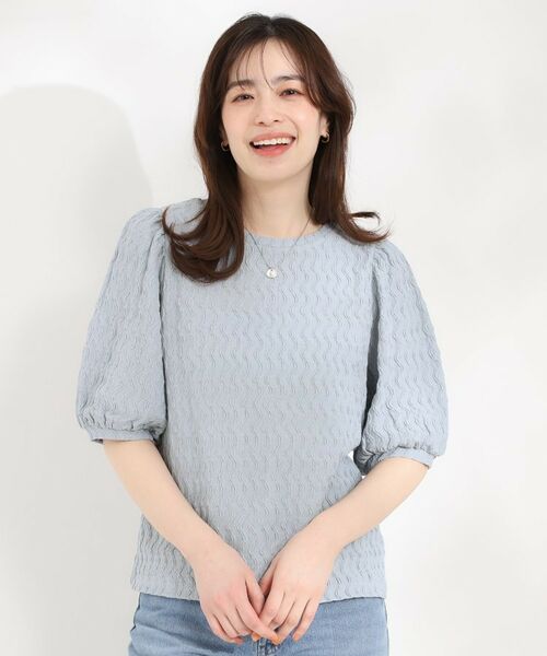 SHOO・LA・RUE / シューラルー カットソー | ◆ウェーブ柄ジャカード パフスリーブトップス | 詳細9