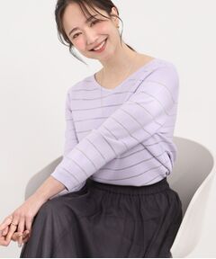 SHOO・LA・RUE / シューラルー ニット・セーター | 【洗える】デコルテがきれいに見えるVネックラメボーダーニット