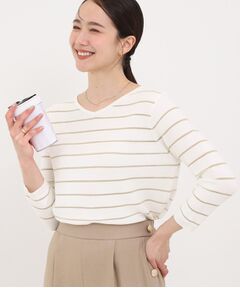 SHOO・LA・RUE / シューラルー ニット・セーター | 【洗える】デコルテがきれいに見えるVネックラメボーダーニット