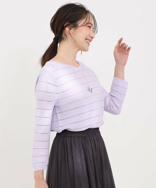 SHOO・LA・RUE / シューラルー ニット・セーター | 【洗える】デコルテがきれいに見えるVネックラメボーダーニット | 詳細10