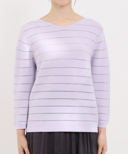 SHOO・LA・RUE / シューラルー ニット・セーター | 【洗える】デコルテがきれいに見えるVネックラメボーダーニット | 詳細17