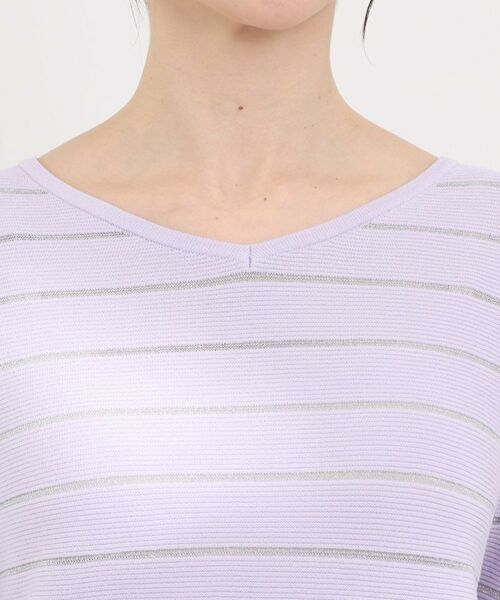 SHOO・LA・RUE / シューラルー ニット・セーター | 【洗える】デコルテがきれいに見えるVネックラメボーダーニット | 詳細20