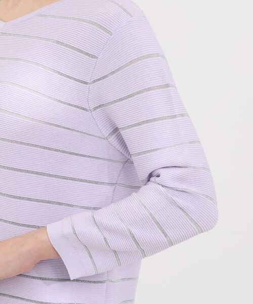 SHOO・LA・RUE / シューラルー ニット・セーター | 【洗える】デコルテがきれいに見えるVネックラメボーダーニット | 詳細21