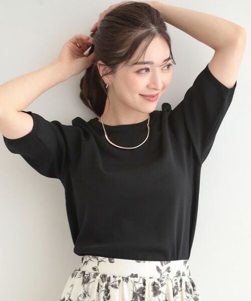 SHOO・LA・RUE / シューラルー ニット・セーター | 【毎日洗える】上半身がすっきり見える5分袖ニット（ブラック(019)）