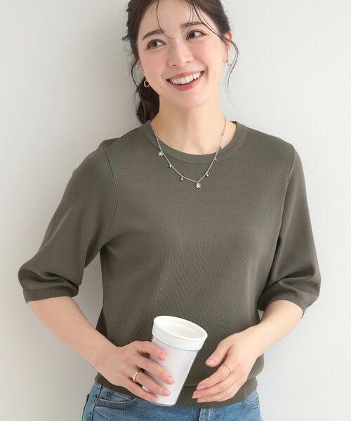 SHOO・LA・RUE / シューラルー ニット・セーター | 【毎日洗える】上半身がすっきり見える5分袖ニット（チャコールグレー(814)）