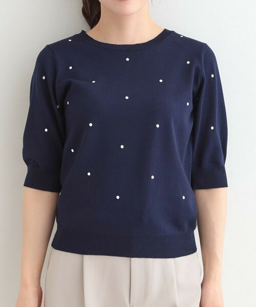 SHOO・LA・RUE / シューラルー ニット・セーター | ドット刺繍ハーフスリーブニット | 詳細13