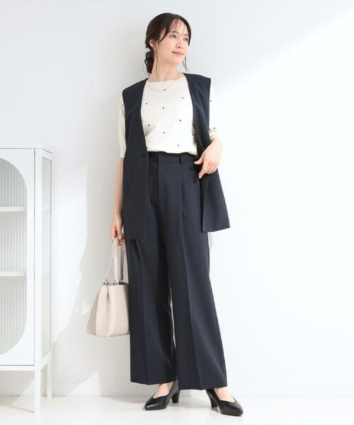 SHOO・LA・RUE / シューラルー ニット・セーター | 【S-LL/二の腕カバー】品よく隠せる ドット刺繍5分袖ニット | 詳細19