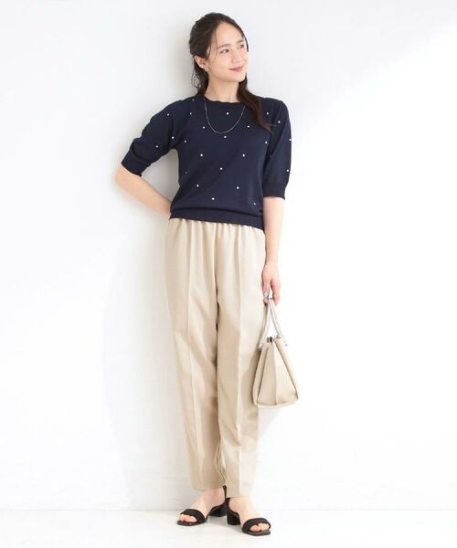 SHOO・LA・RUE / シューラルー ニット・セーター | 【S-LL/二の腕カバー】品よく隠せる ドット刺繍5分袖ニット | 詳細21