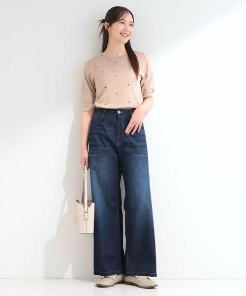 SHOO・LA・RUE / シューラルー ニット・セーター | 【S-LL/二の腕カバー】品よく隠せる ドット刺繍5分袖ニット | 詳細23