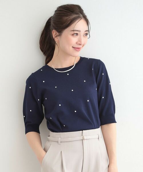 SHOO・LA・RUE / シューラルー ニット・セーター | ドット刺繍ハーフスリーブニット | 詳細9
