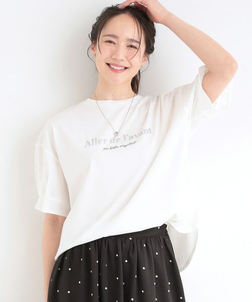 SHOO・LA・RUE / シューラルー カットソー | 【SHOO ICE】ひんやりタックスリーブ ラメ発砲プリントTシャツ | 詳細1