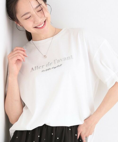 SHOO・LA・RUE / シューラルー カットソー | 【SHOO ICE】ひんやりタックスリーブ ラメ発砲プリントTシャツ（ホワイト(101)）