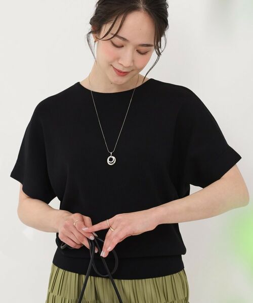 SHOO・LA・RUE / シューラルー ニット・セーター | 【毎日洗える】さらっとドルマン半袖トップス（ブラック(019)）