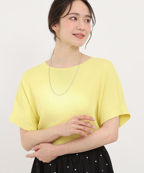 SHOO・LA・RUE / シューラルー ニット・セーター | 【毎日洗える】さらっとドルマン半袖トップス（イエロー(031)）