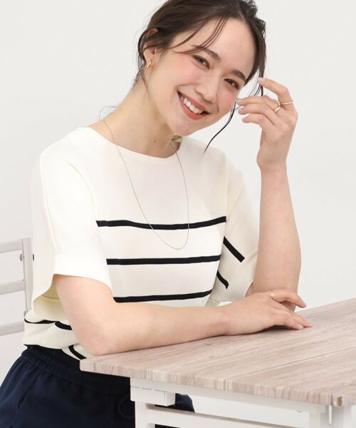 SHOO・LA・RUE / シューラルー ニット・セーター | 【毎日洗える】さらっとドルマン半袖トップス（アイボリー(304)）