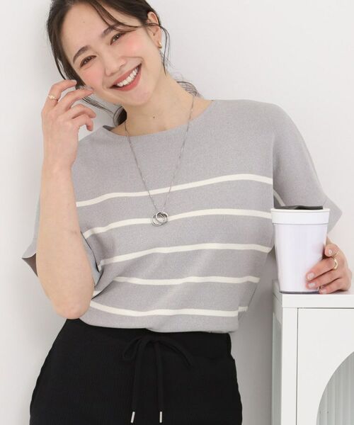 SHOO・LA・RUE / シューラルー ニット・セーター | 【毎日洗える】さらっとドルマン半袖トップス（ライトグレー(310)）