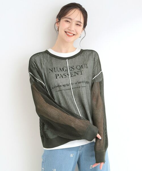 SHOO・LA・RUE / シューラルー その他トップス | 【前後2WAY/2点セット】メッシュリボンニット&半袖ロゴT | 詳細17