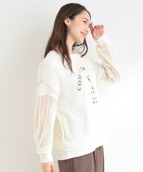 SHOO・LA・RUE / シューラルー その他トップス | 【前後2WAY/2点セット】メッシュリボンニット&半袖ロゴT | 詳細2