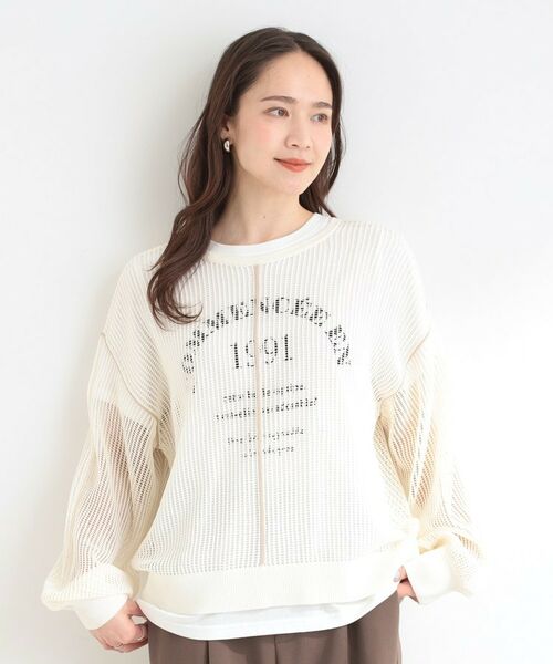 SHOO・LA・RUE / シューラルー その他トップス | 【前後2WAY/2点セット】メッシュリボンニット&半袖ロゴT | 詳細3