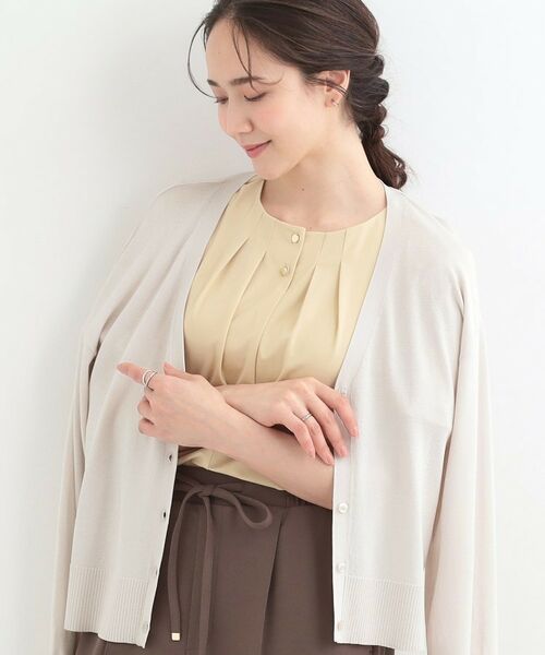 SHOO・LA・RUE / シューラルー カーディガン・ボレロ | 【洗える/ひんやり/UV】さらっとしたタッチが心地よい ショートVカーディガン（ライトグレー(011)）