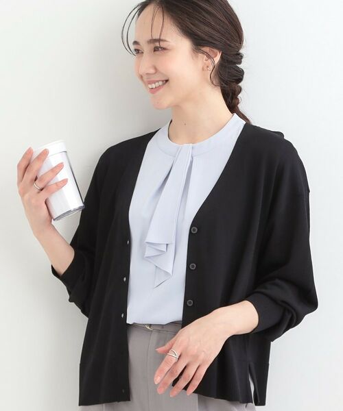 SHOO・LA・RUE / シューラルー カーディガン・ボレロ | 【洗える/ひんやり/UV】さらっとしたタッチが心地よい ショートVカーディガン（ブラック(019)）
