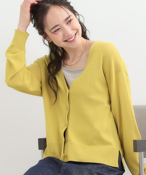 SHOO・LA・RUE / シューラルー カーディガン・ボレロ | 【洗える/ひんやり/UV】さらっとしたタッチが心地よい ショートVカーディガン（マスタード(033)）