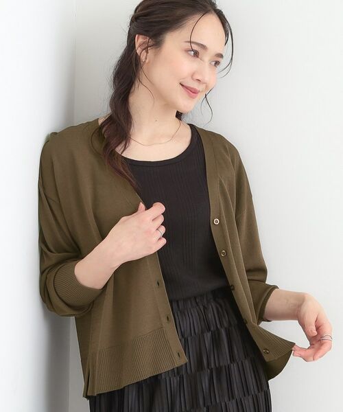 SHOO・LA・RUE / シューラルー カーディガン・ボレロ | 【洗える/ひんやり/UV】さらっとしたタッチが心地よい ショートVカーディガン（ブラウン(043)）