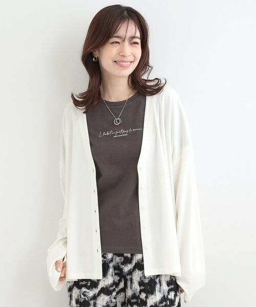 SHOO・LA・RUE / シューラルー カーディガン・ボレロ | 【SHOO ICE、UVカット】指穴付き とろみVネックポンチョカーディガン | 詳細1