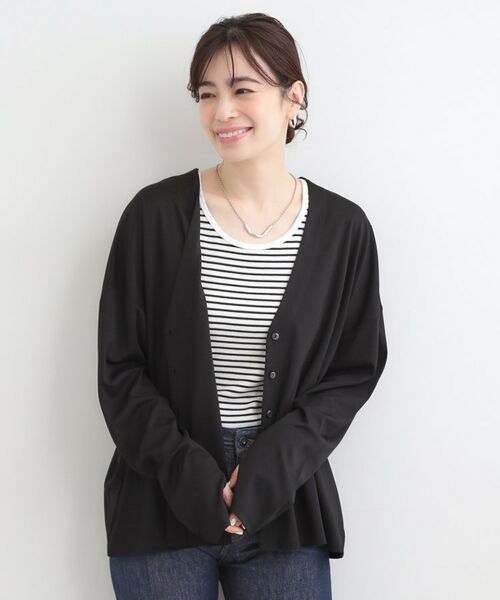 SHOO・LA・RUE / シューラルー カーディガン・ボレロ | 【SHOO ICE、UVカット】指穴付き とろみVネックポンチョカーディガン | 詳細5