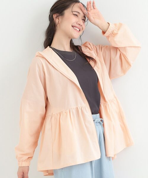 SHOO・LA・RUE / シューラルー レザーブルゾン・ジャケット | 【UVカット／接触冷感】ペプラムデザイン メタルジップパーカー（ライトピンク(070)）