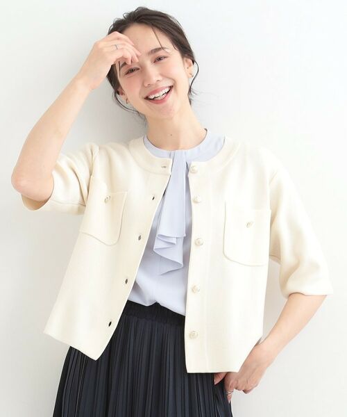 SHOO・LA・RUE / シューラルー カーディガン・ボレロ | 金ボタンハーフ袖カーディガンニット | 詳細1
