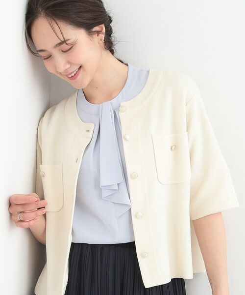 SHOO・LA・RUE / シューラルー カーディガン・ボレロ | 金ボタンハーフ袖カーディガンニット（オフホワイト(003)）