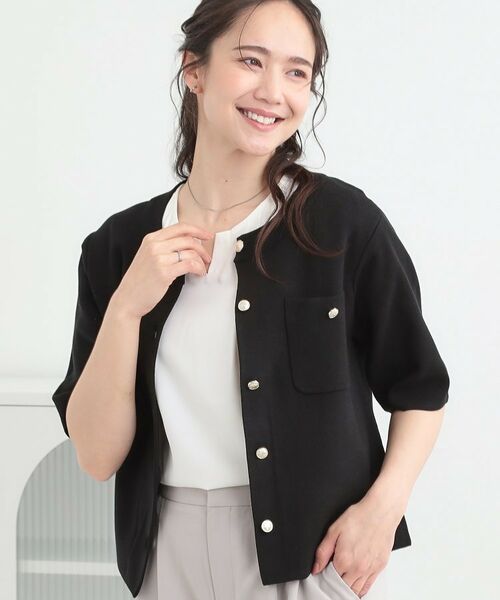 SHOO・LA・RUE / シューラルー カーディガン・ボレロ | 金ボタンハーフ袖カーディガンニット（ブラック(019)）